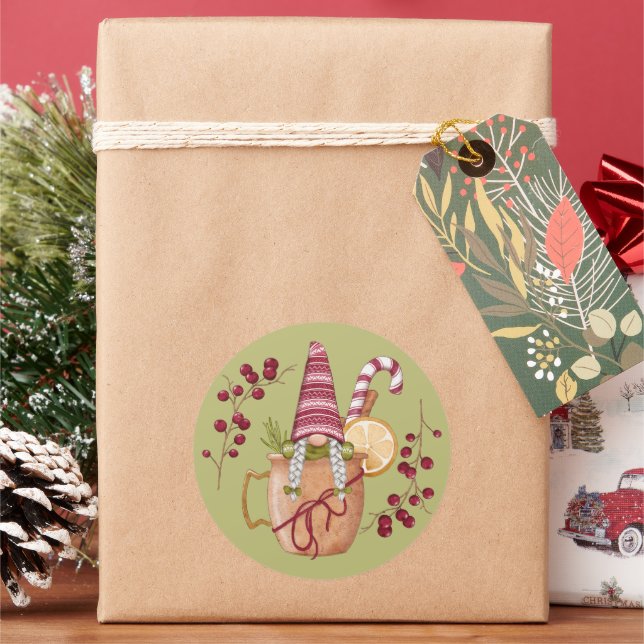 Autocollant de gnome de Noël au cidre d'orange (vacances)