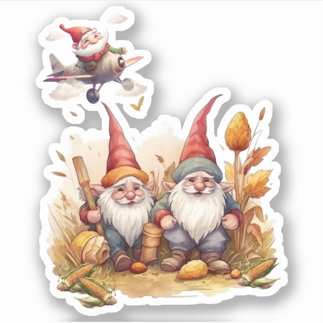 Autocollant de gnome mignon (Devant)