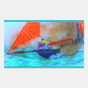 autocollant de goélette à voile rouge