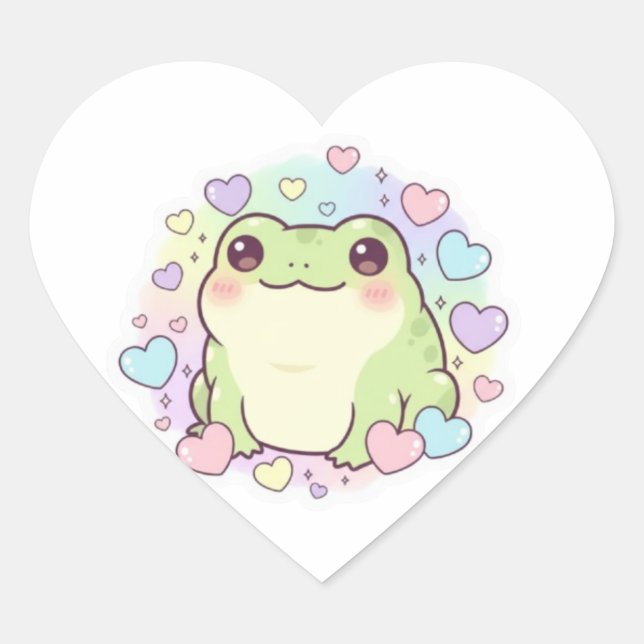 Autocollant de grenouille bébé mignonne Kawaii Gre (Devant)
