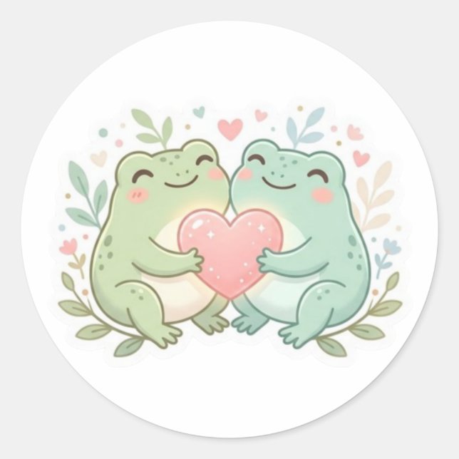 Autocollant de grenouille couple Mignon Deux greno (Devant)