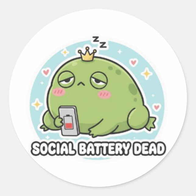 Autocollant de grenouille de batterie sociale mort (Devant)