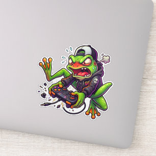 Autocollant de grenouille de joueur en colère