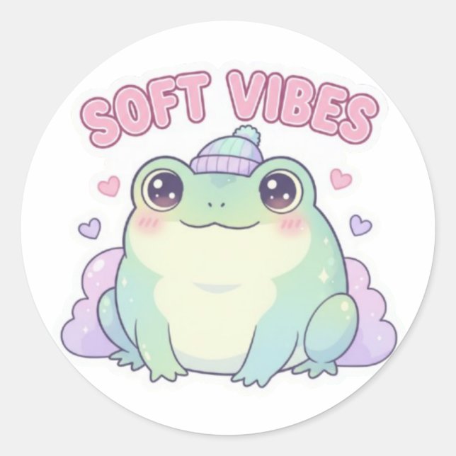 Autocollant de grenouille douce vibes Mignonne Gre (Devant)