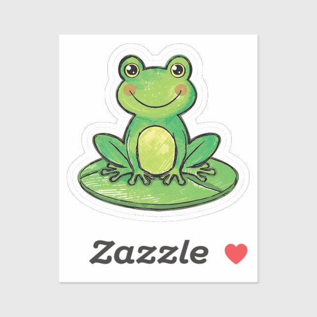 Autocollant de grenouille heureuse mignonne sur né (Feuille)