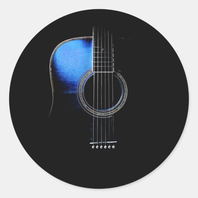 Autocollant de guitare acoustique bleu (Devant)