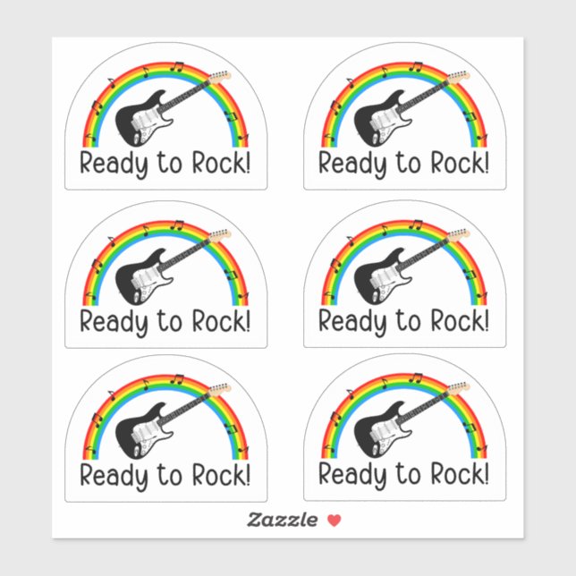 Autocollant de guitare électrique « Ready to Rock  (Feuille)