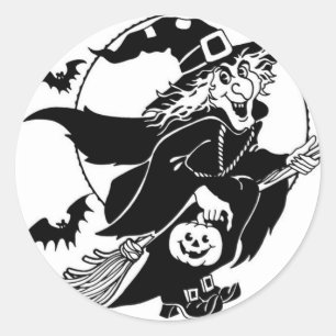 Autocollant de Halloween de sorcière en vol -