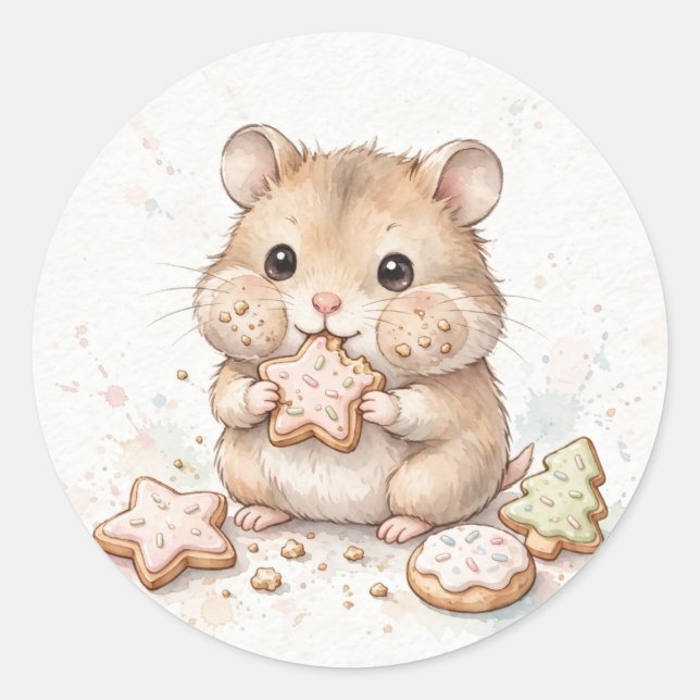 Autocollant de hamster aux biscuits de Noël (Devant)
