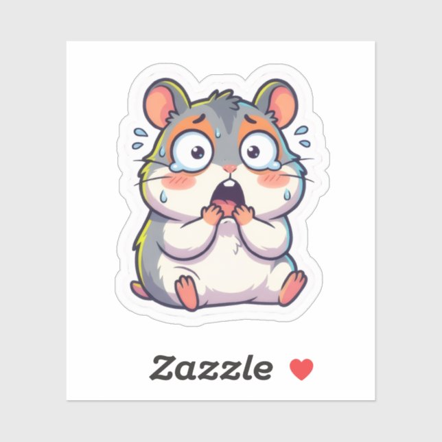 Autocollant de hamster kawaii choqué (Feuille)