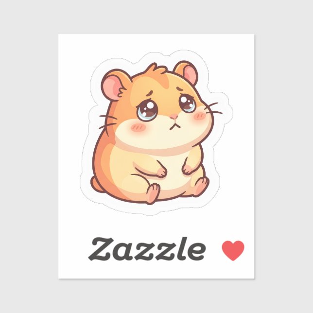 Autocollant de hamster kawaii triste mignon (Feuille)