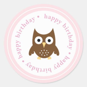 autocollant de hibou {happy anniversaire}