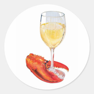 Autocollant de homard et de vin