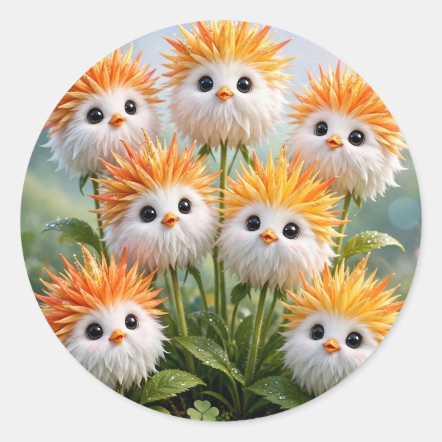 Autocollant de jardin de fleurs de poussin de fant (Devant)