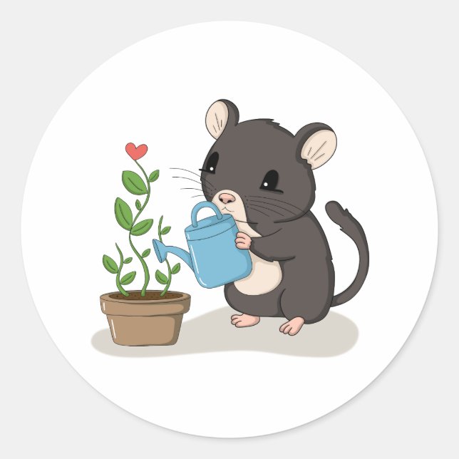 Autocollant de jardinage d'une souris mignonne arr (Devant)