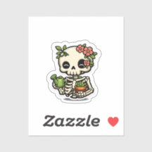 Autocollant de jardinier squelette floral Kawaii m
