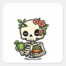 Autocollant de jardinier squelette floral Kawaii m