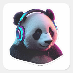 Autocollant de jeu vidéo avec un panda néon 3D et 