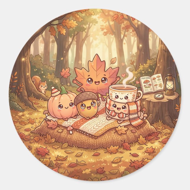 Autocollant de jolis amis d'automne (Devant)