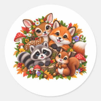 Autocollant de jolis animaux de la forêt
