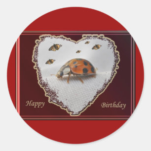 Autocollant de joyeux anniversaire de coccinelle