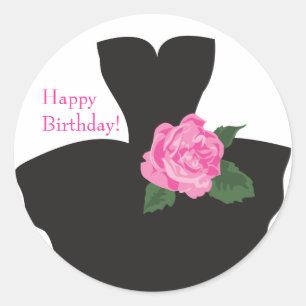 Autocollant de joyeux anniversaire de rose de