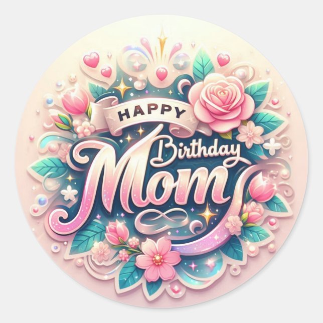 Autocollant de joyeux anniversaire mignon pour mam (Devant)