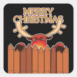Autocollant de Joyeux Noël de renne