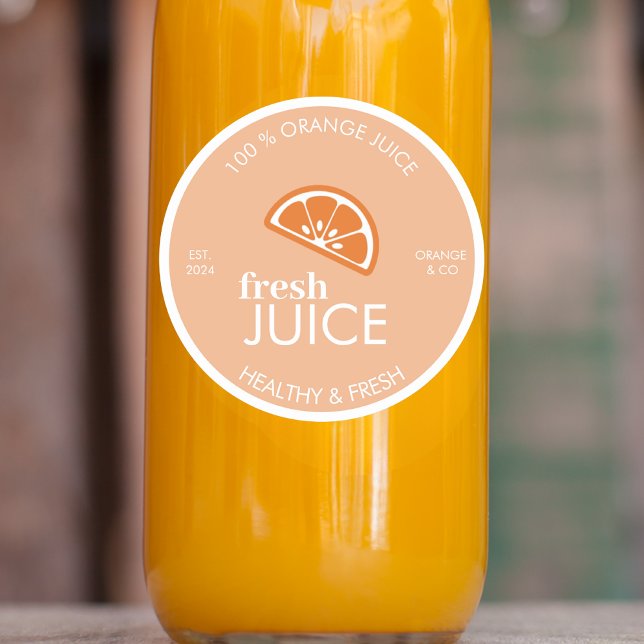 Autocollant de jus d'orange frais | Bouteille de j (Créateur téléchargé)