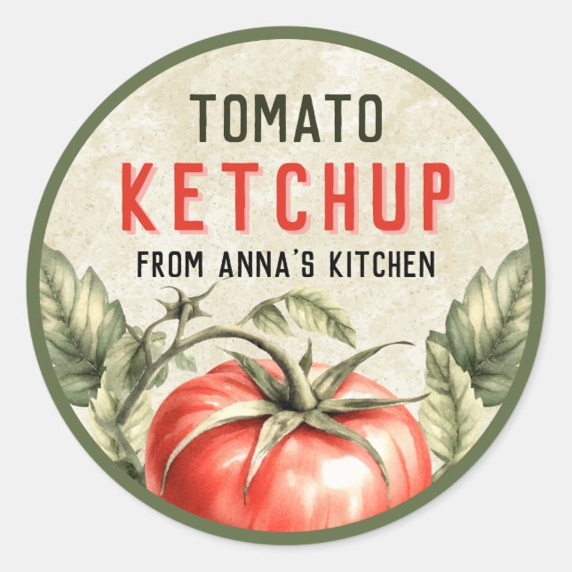 Autocollant de ketchup tomate avec fond vintage (Devant)