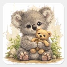 Autocollant de koala mignon avec un ours en peluch