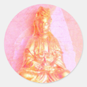 Autocollant de Kwan Yin de Rose-Or