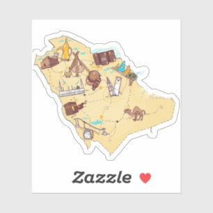 autocollant de la carte de l'arabie saoudite