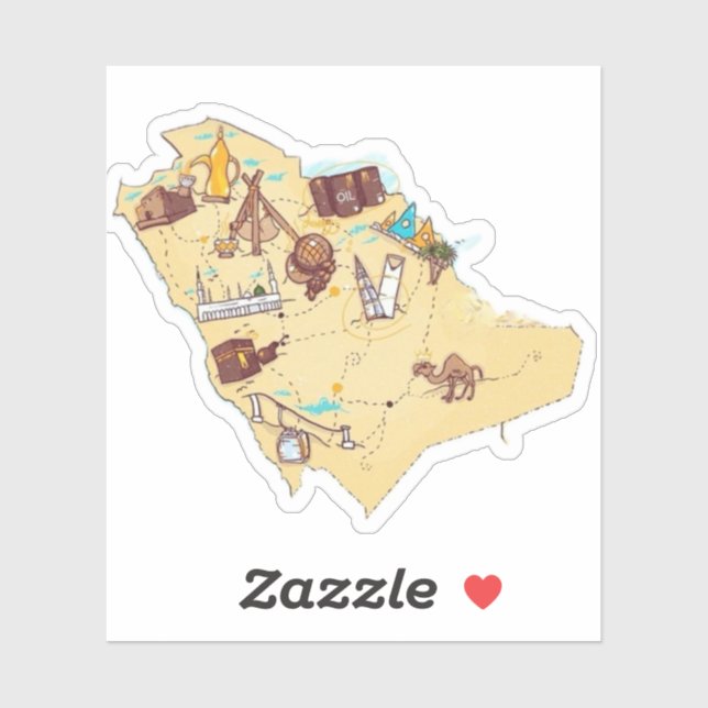 autocollant de la carte de l'arabie saoudite (Feuille)