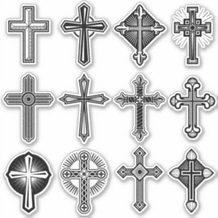 Autocollant de la Croix catholique