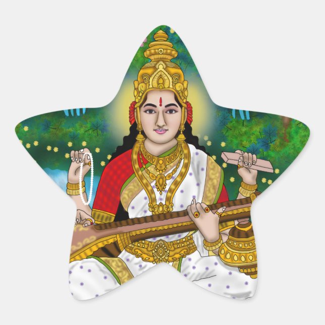 Autocollant de la déesse Saraswati (Devant)