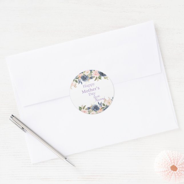 autocollant de la fête des mères à fleurs bleu cla (Enveloppe)
