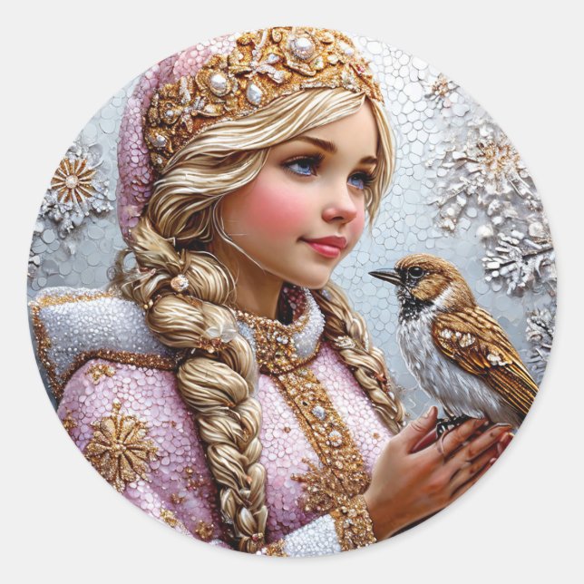 Autocollant de la jeune fille de neige Cadeau de f (Devant)