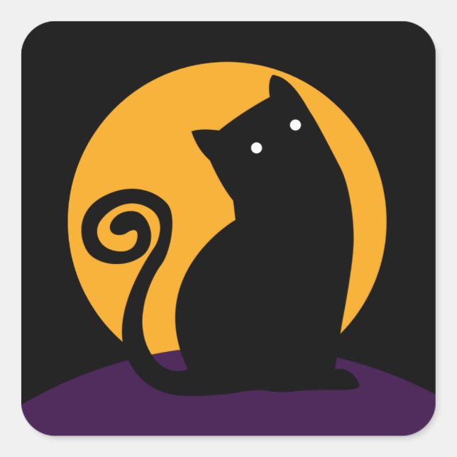 Autocollant de la lune de récolte de chats noirs (Devant)