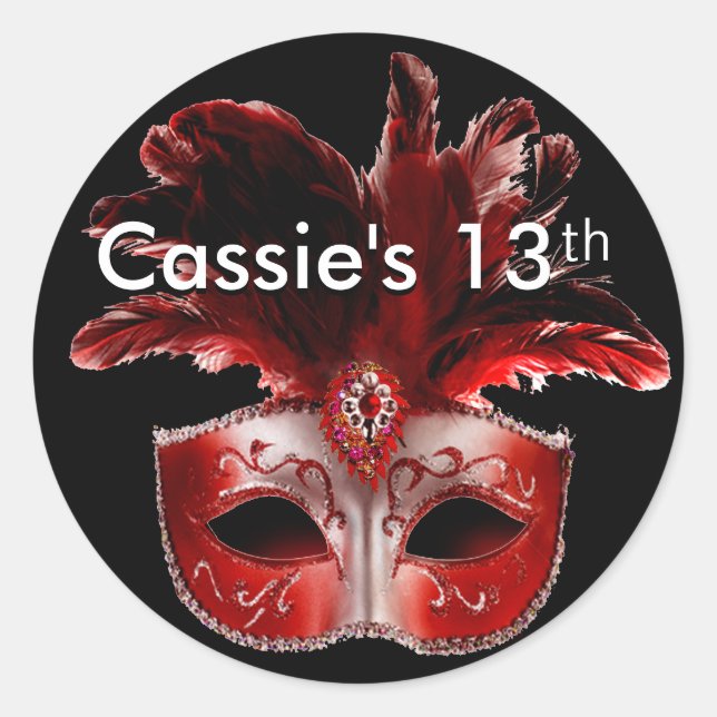 Autocollant de la mascarade rouge, noir et argent (Devant)