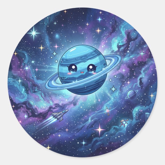 Autocollant de la planète Neptune mignonne (Devant)