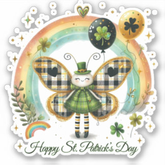 Autocollant de la Saint-Patrick Chanceux Heureux