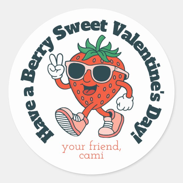 Autocollant de la Saint-Valentin à la fraise sucré (Devant)