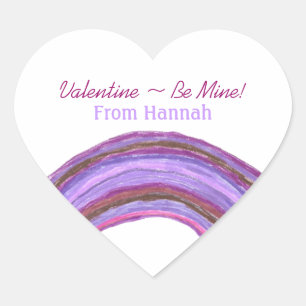 Autocollant de la Saint-Valentin arc-en-ciel viole