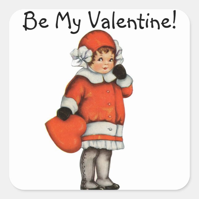 Autocollant de la Saint-Valentin de petite fille v (Devant)