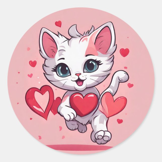 Autocollant de la Saint-Valentin pour chat mignon  (Devant)