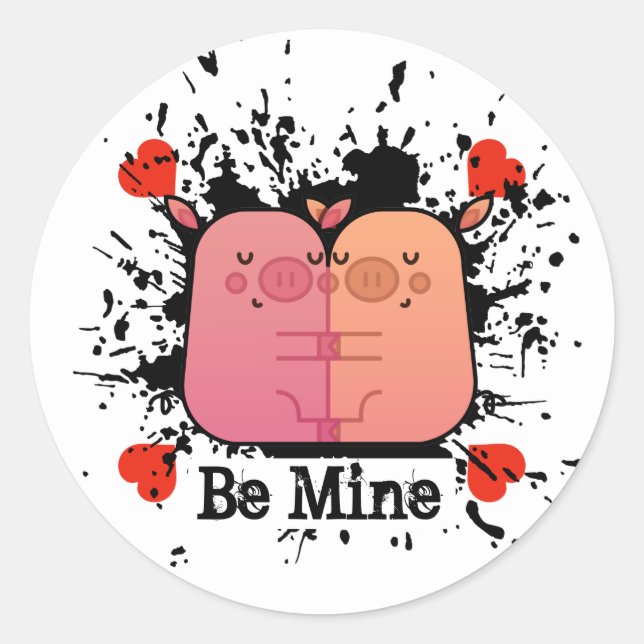 Autocollant de la Saint-Valentin pour cochons de l (Devant)