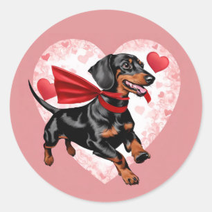 Autocollant de la Saint-Valentin pour teckel Migno