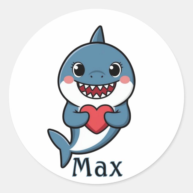 Autocollant de la Saint-Valentin requin personnali (Devant)