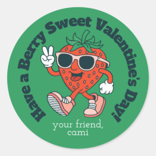 Autocollant de la Saint-Valentin Rétro Baie Fraise